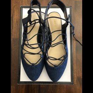 EUC Nine West lace up blue flats